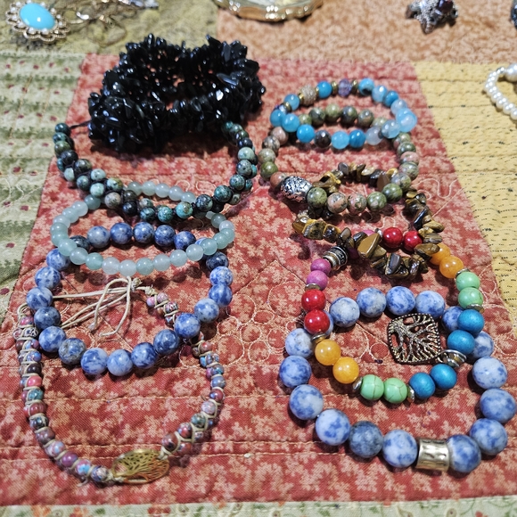 Ten Precious Stone Colorful Beaded Bracelet Set - Picture 2 of 16